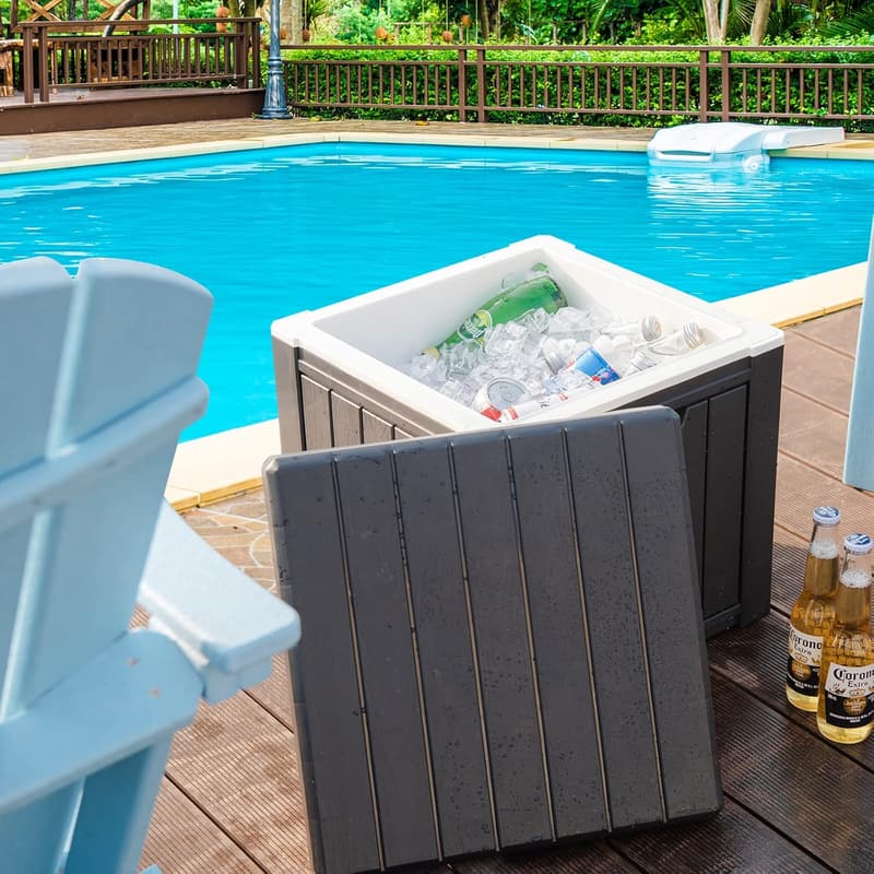 Portable 10-Gallon Ice Cooler and Cocktail Side Table