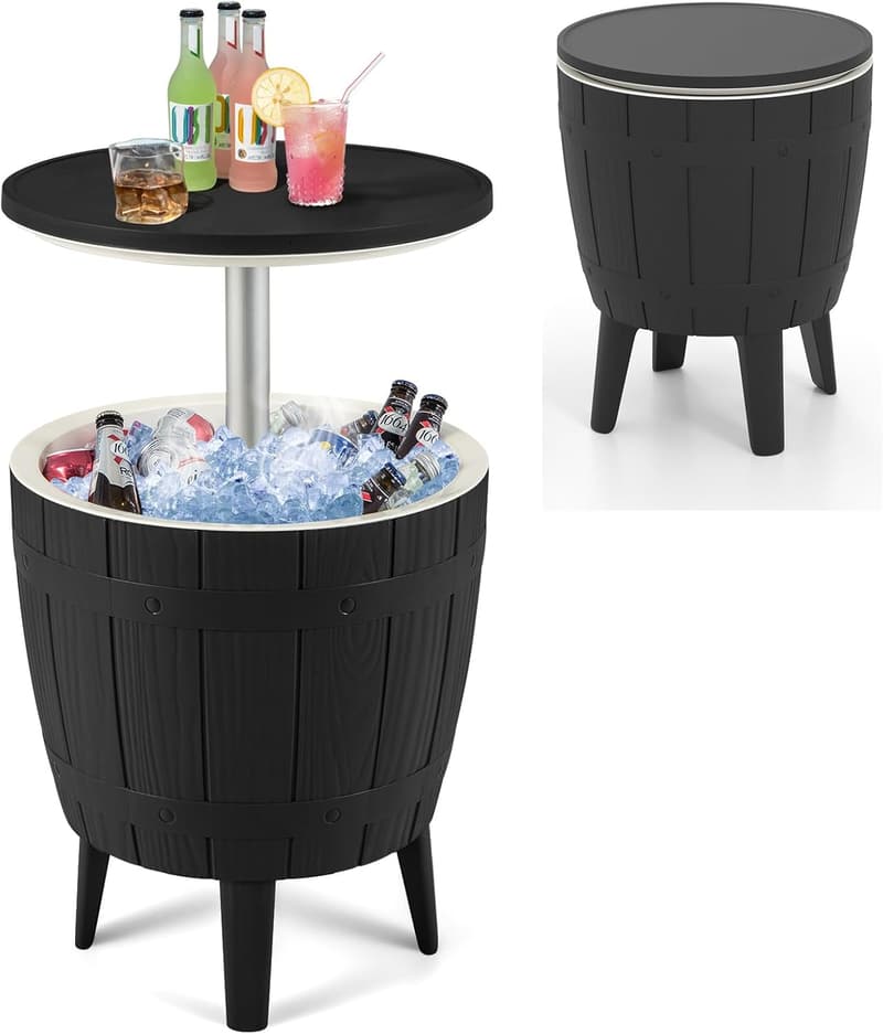 Outdoor 3-in-1 Ice Cooler Side Table for Patio Parties