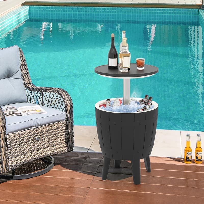 Outdoor 3-in-1 Ice Cooler Side Table for Patio Parties