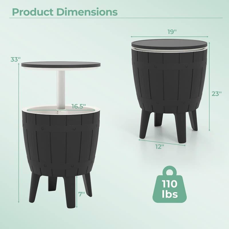 Outdoor 3-in-1 Ice Cooler Side Table for Patio Parties