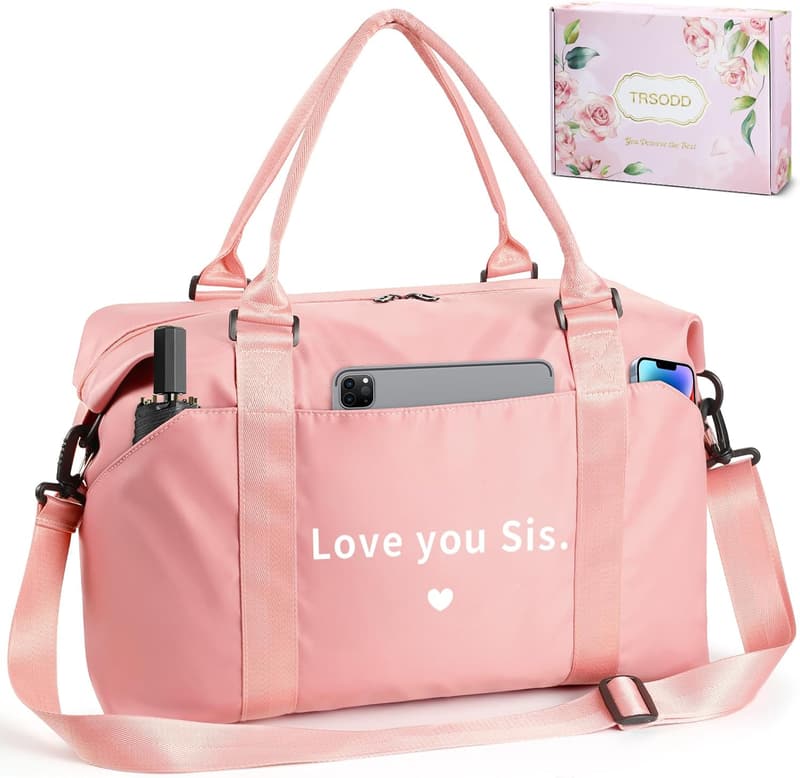 Pink Waterproof Travel Duffle Bag for Sister's Birthday
