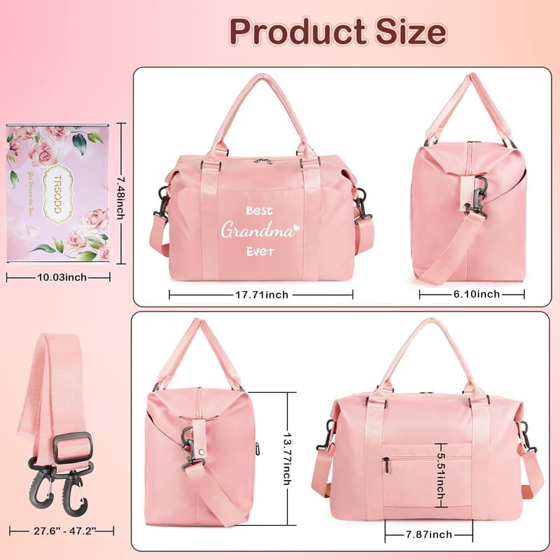 Pink Waterproof Travel Duffle Bag for Sister's Birthday