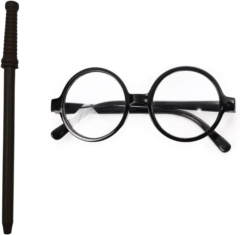 Wizard Costume Round Glasses & Wand Pencil Set for Dress-Up