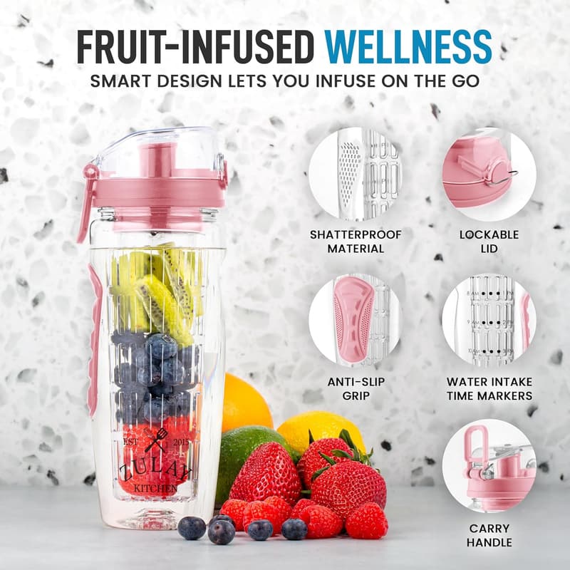34oz Fruit Infuser Water Bottle - Leakproof Fitness Gift