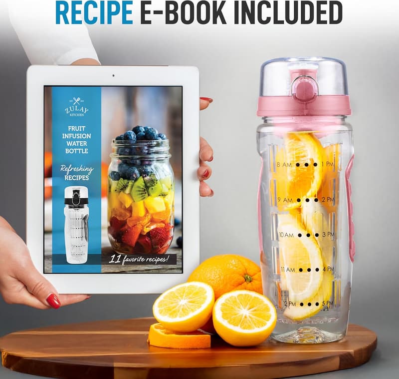 34oz Fruit Infuser Water Bottle - Leakproof Fitness Gift