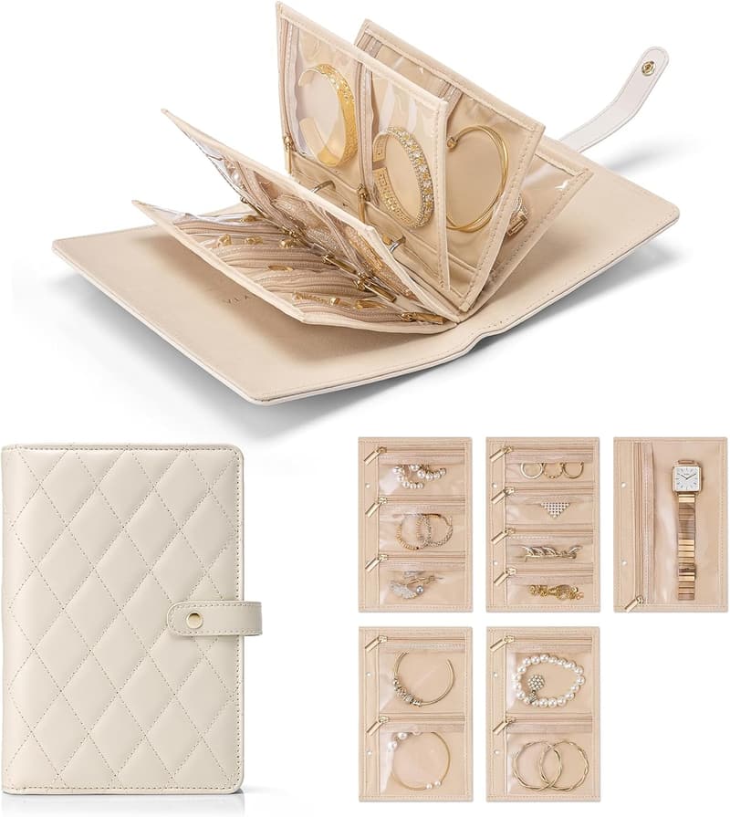 Travel Jewelry Organizer for Women - Velvet Case with Clear Zipper