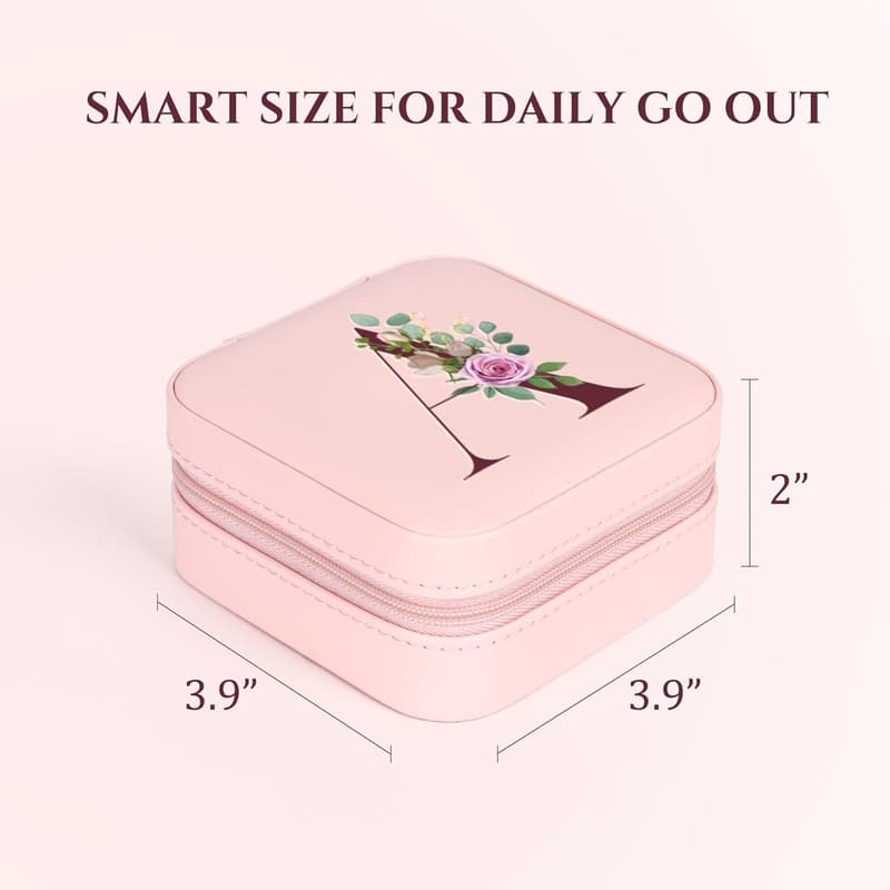 Personalized Pink Travel Jewelry Case for Women & Teens