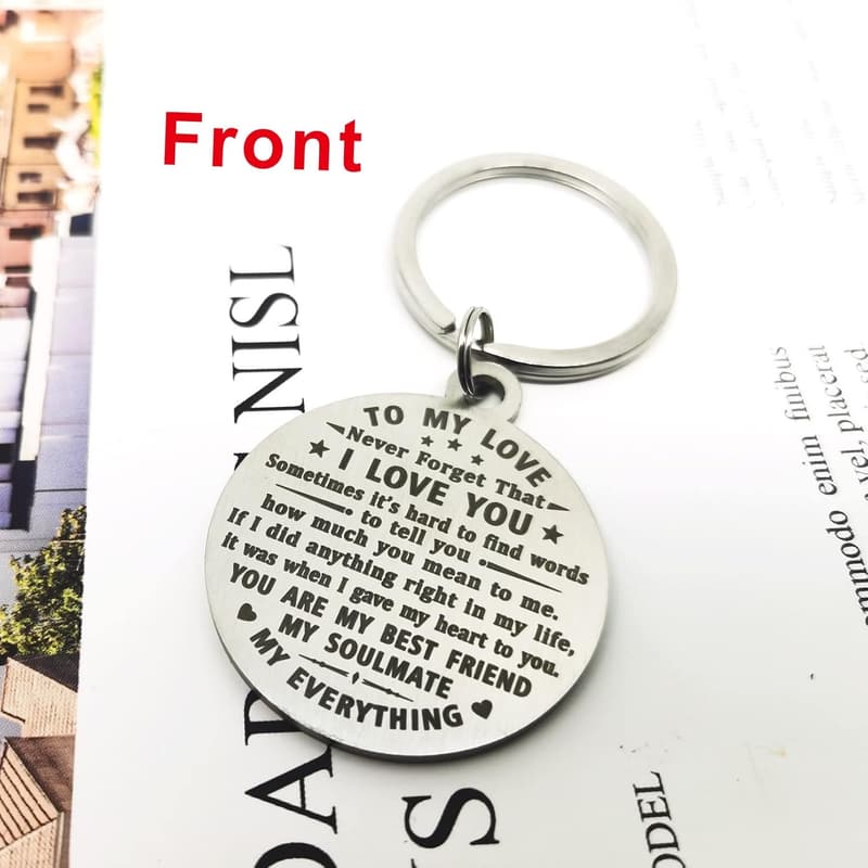 16th Anniversary Engraved Steel Keychain for Couples
