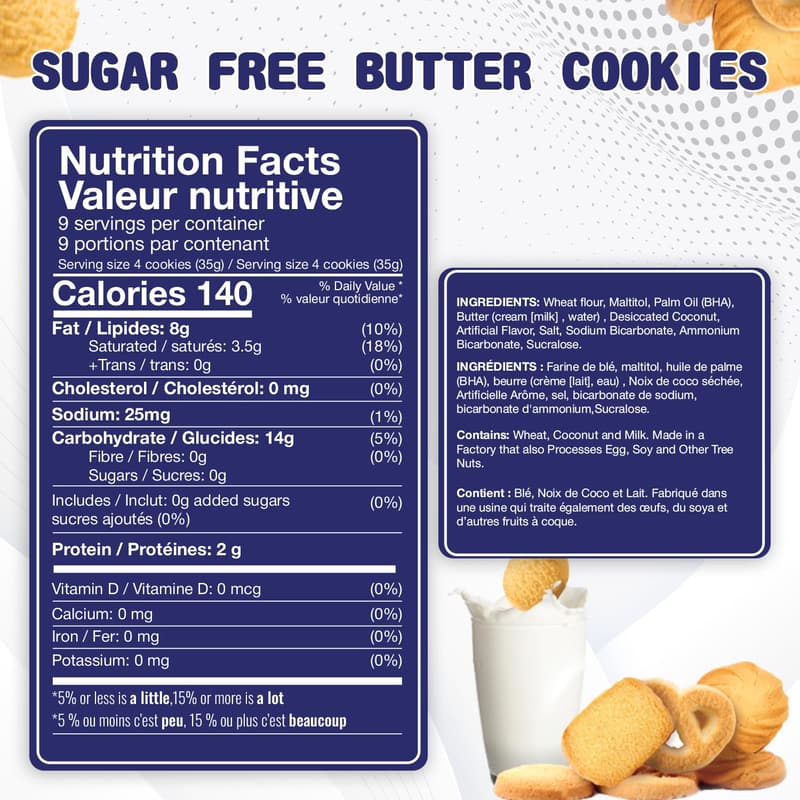 Sugar Free Assorted Danish Butter Cookies - 36 Count