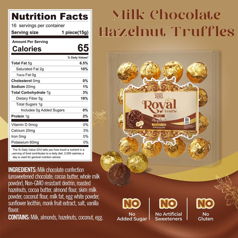 Keto Easter Gift: Premium Low Carb Hazelnut Truffles, 8.5 oz