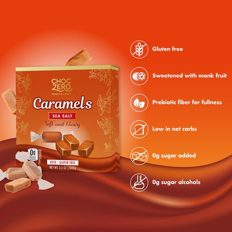 Keto Candy: ChocZero Sugar-Free Caramels, 3.5oz Box