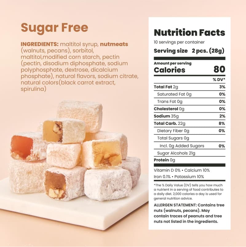 Sugar Free Vegan Aplets & Cotlets Turkish Delight Gift Box 8 Oz.