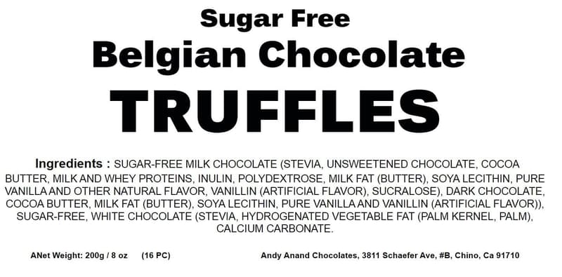 Sugar-Free Belgian Truffles Gift Box for Diabetics (16 Pieces)