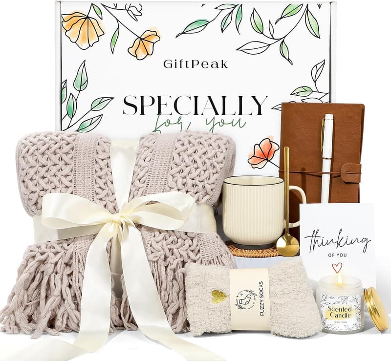 Get Well Soon Care Package for Women with Blanket (Khaki)