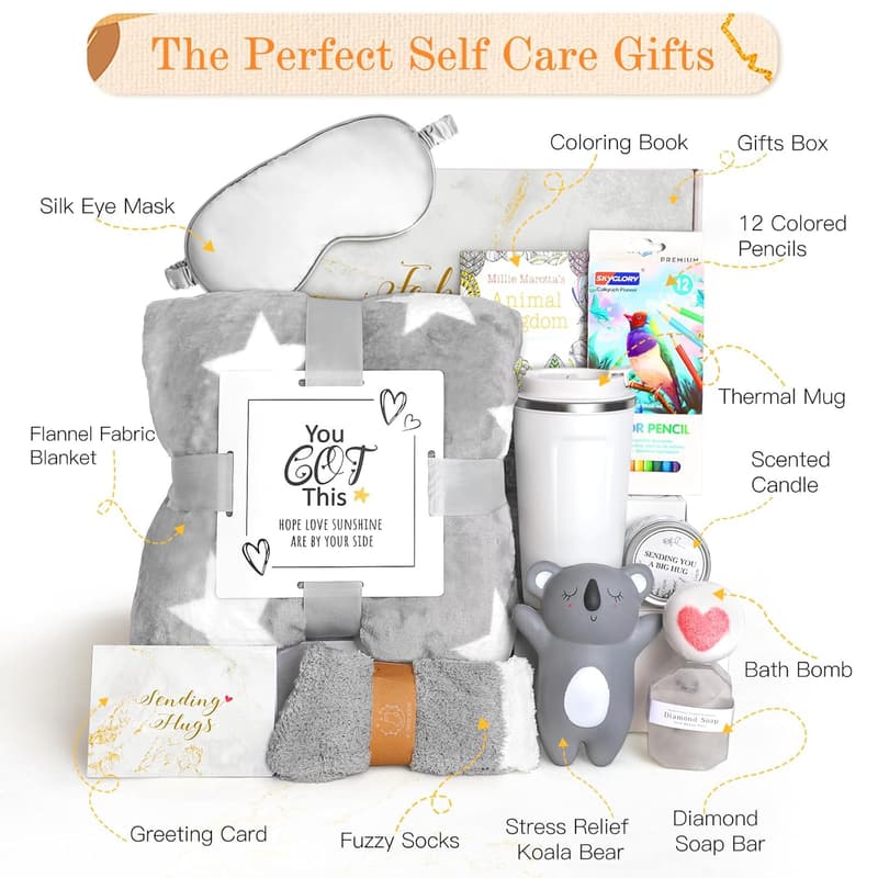 Get Well Soon Care Package for Women - 11-Piece Spa Gift Set