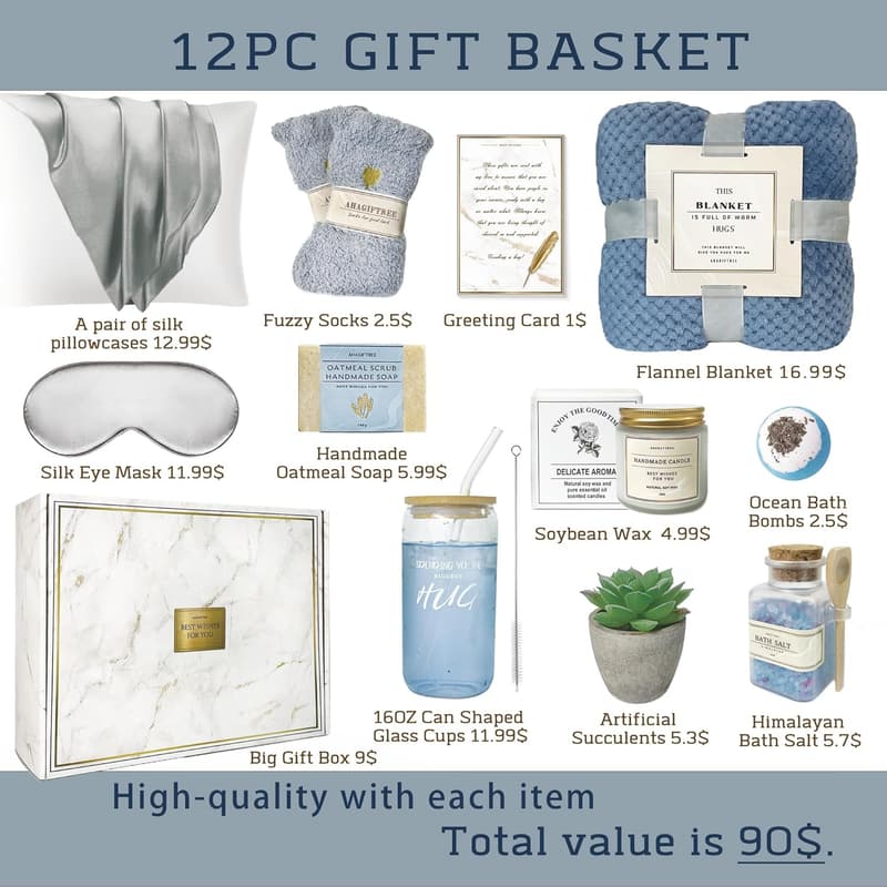 Get Well Soon Gift Basket for Women – 12PC Care Package
