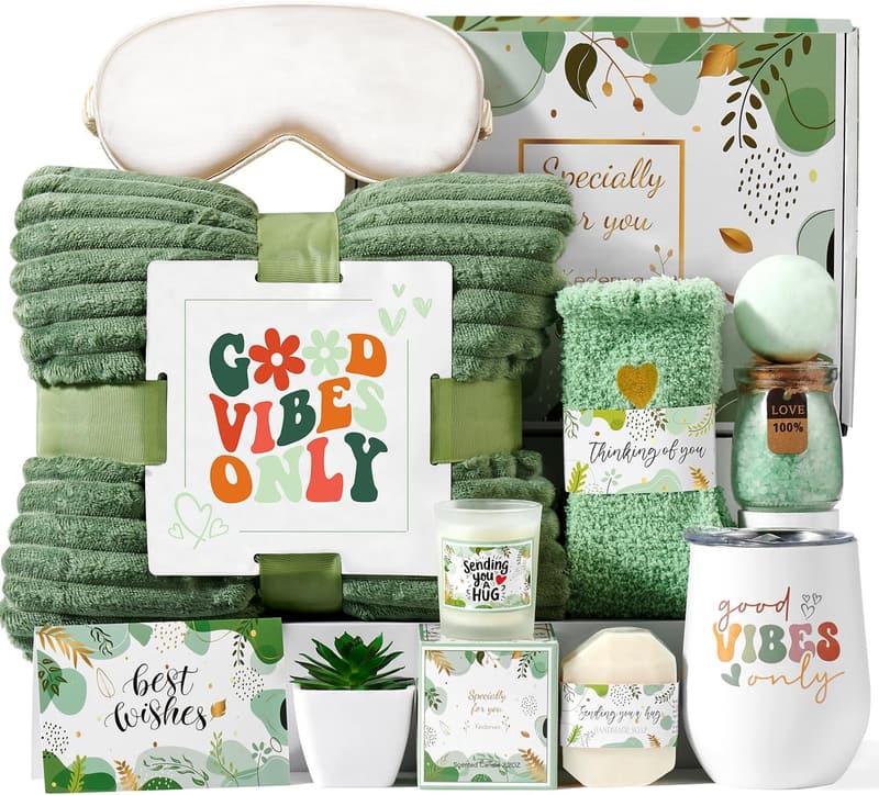 Get Well Soon Spa Gift Basket for Women with Tumbler & Blanket