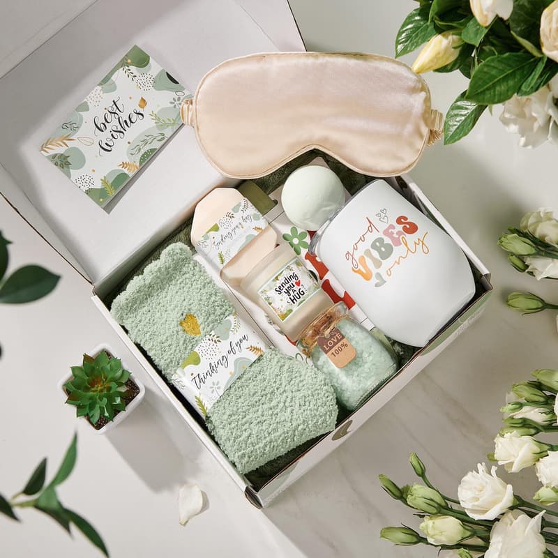 Get Well Soon Spa Gift Basket for Women with Tumbler & Blanket