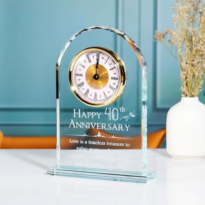 40th Anniversary Clock Gift for Couples, Battery Not Included