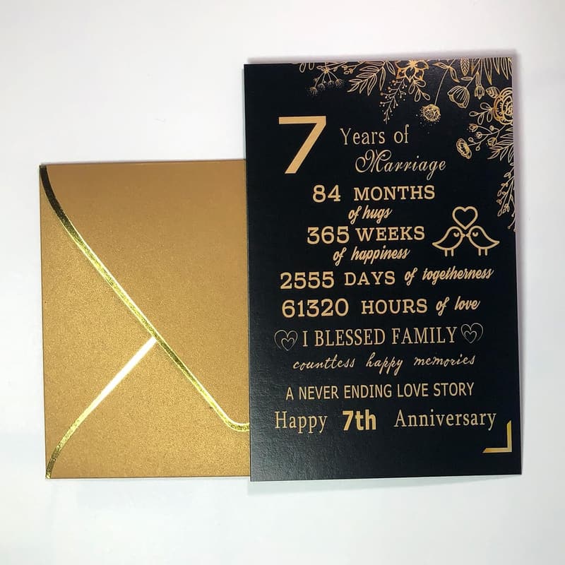 7th Anniversary Card for Couples - Perfect Gift for Him & Her