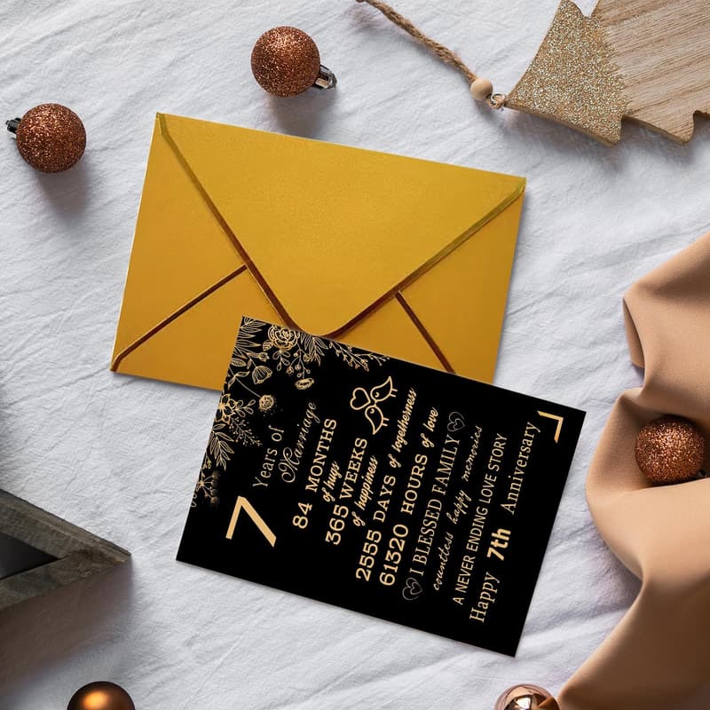 7th Anniversary Card for Couples - Perfect Gift for Him & Her