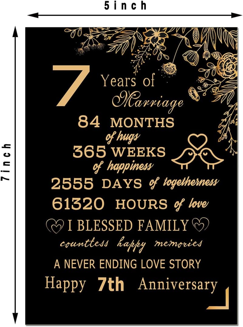 7th Anniversary Card for Couples - Perfect Gift for Him & Her