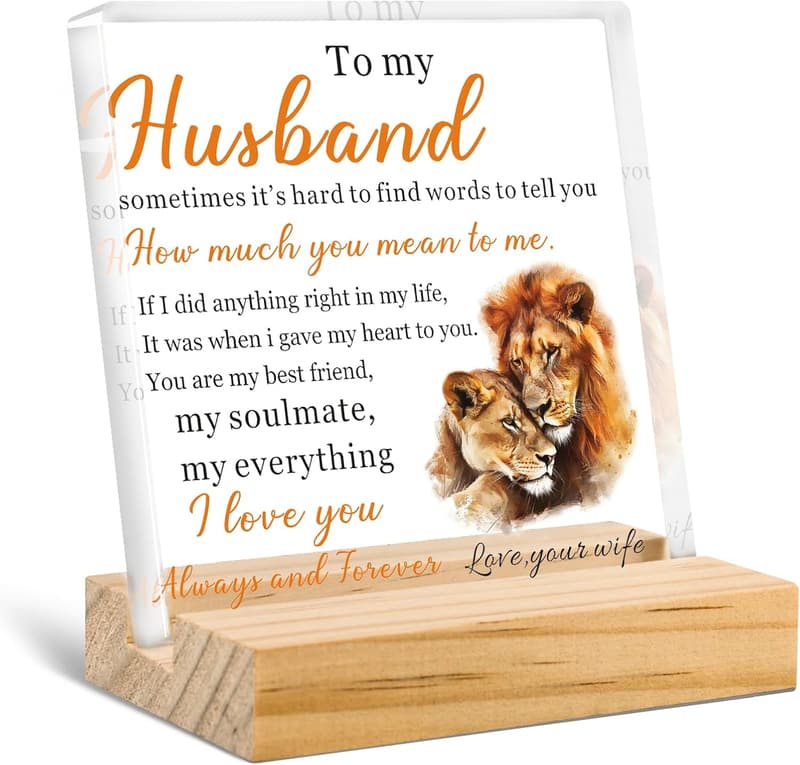 Father's Day Lion-Themed Acrylic Plaque for Husband