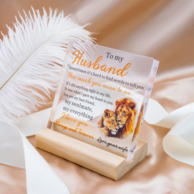 Father's Day Lion-Themed Acrylic Plaque for Husband