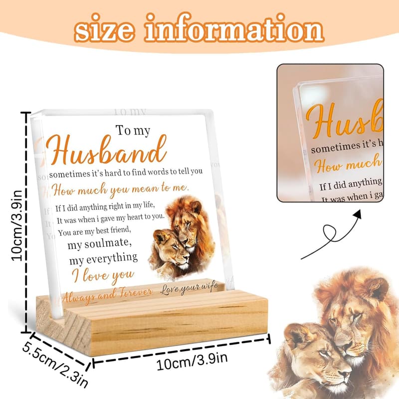Father's Day Lion-Themed Acrylic Plaque for Husband