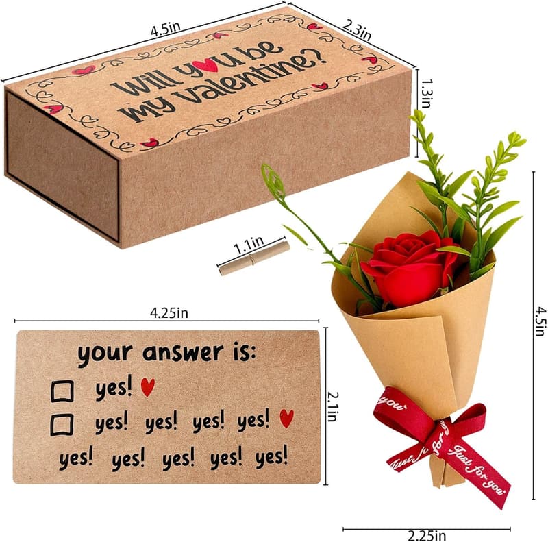 Handmade Valentine's Day Card with Mini Rose Gift