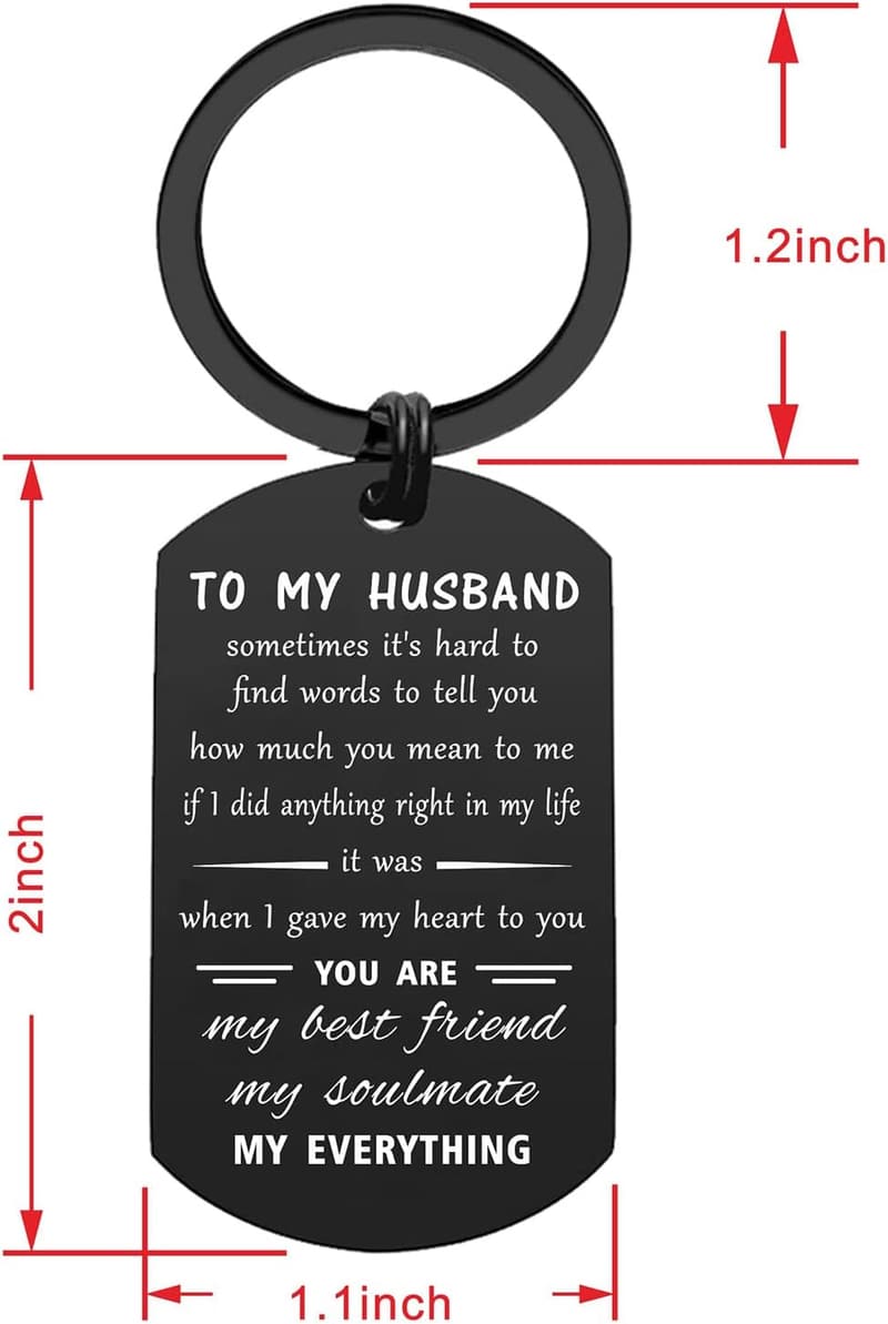 Husband Birthday Keychain - Men's Gift for Anniversary & Valentine's