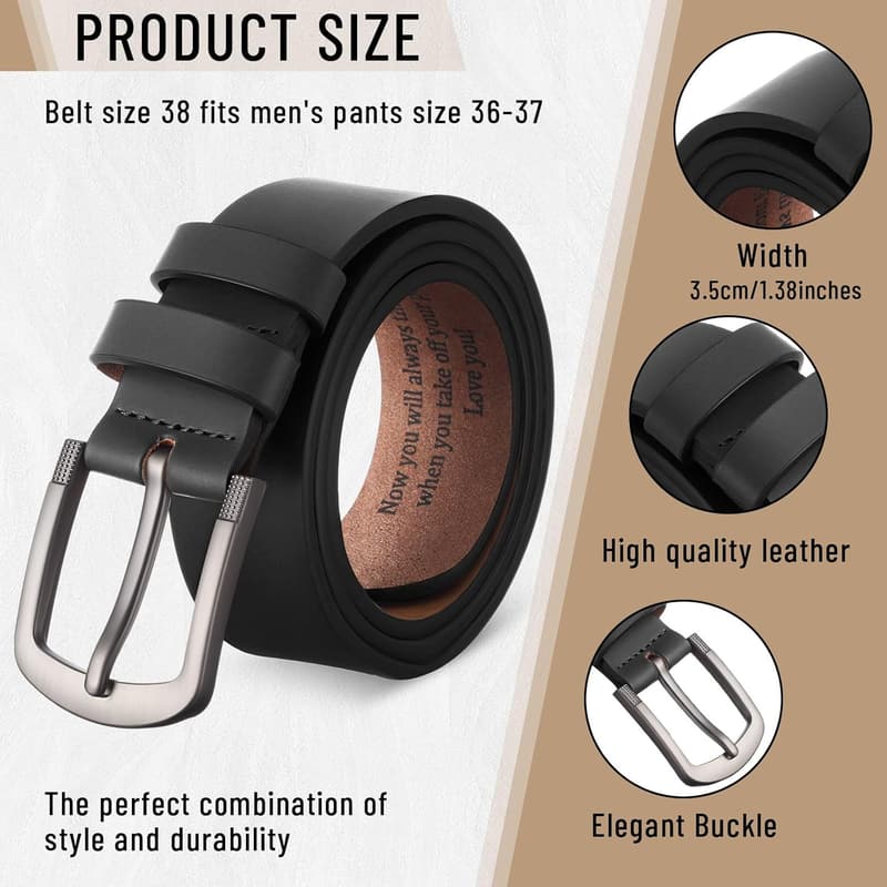 Personalized Engraved Leather Belt for Men