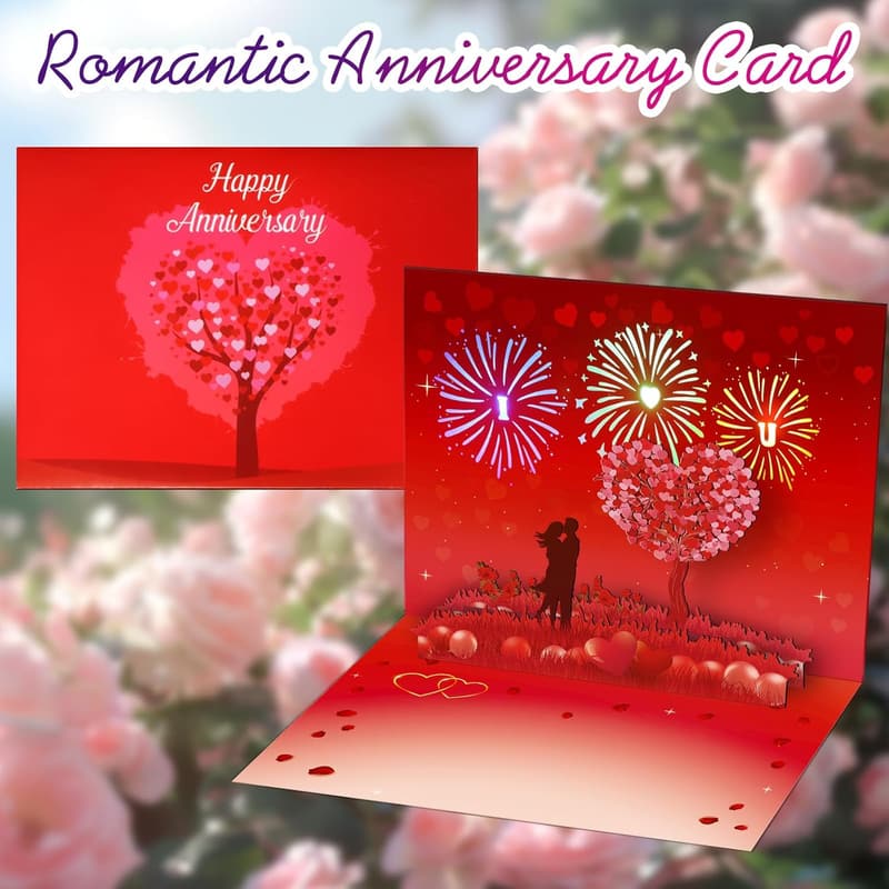 Romantic Anniversary Cards for Couples - 3D Pop-up with Music
