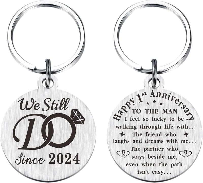 1st Wedding Anniversary Keychain Gift for Husband