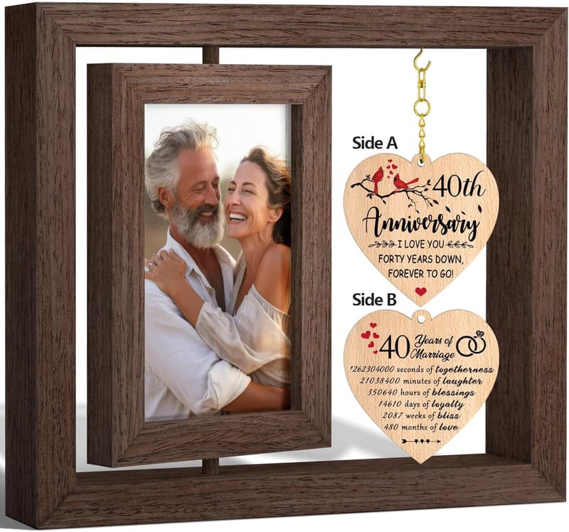 40th Anniversary Picture Frame for Couples - Holds 4x6 Photo