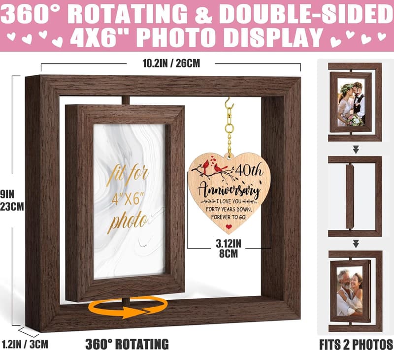 40th Anniversary Picture Frame for Couples - Holds 4x6 Photo