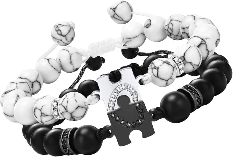Long Distance Relationship Stainless Steel Puzzle Heart Bracelets