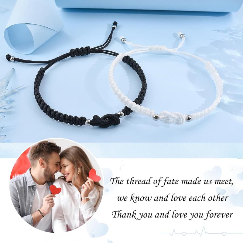 Anniversary Matching Bracelets for Couples - Cross Knot Design