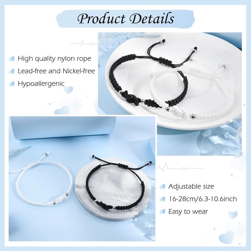 Anniversary Matching Bracelets for Couples - Cross Knot Design