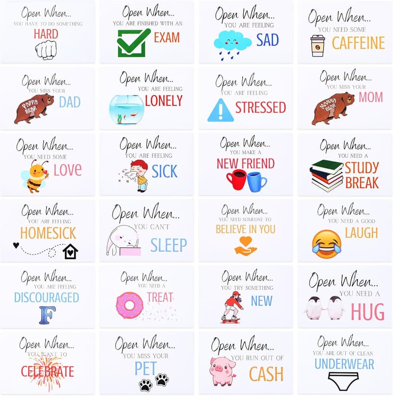 Long Distance College Gifts - 24pcs Open When Letters Kit