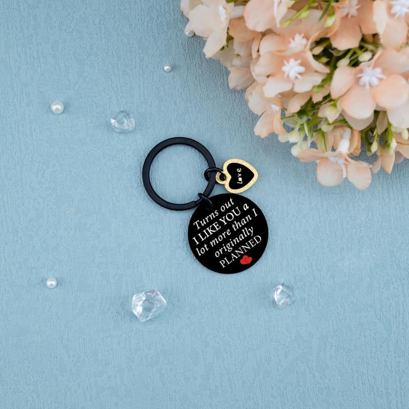 Valentine's Day Couples Keychain Set - Engraved Black Steel