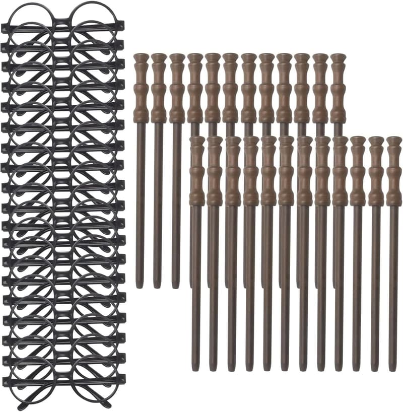 Party Supplies - 48pcs Wand Pencils & Round Frame Glasses