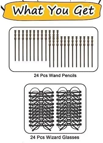 Party Supplies - 48pcs Wand Pencils & Round Frame Glasses