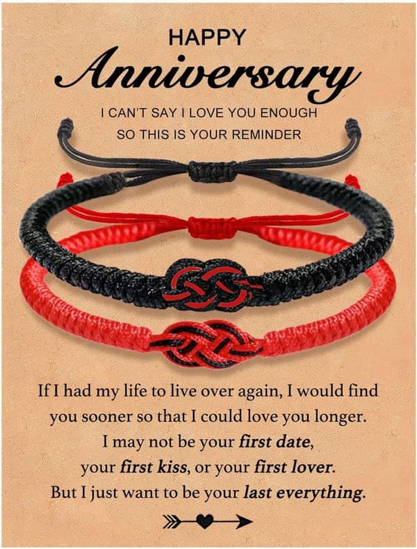 Couples Anniversary Matching Touch Bracelets Gift Set