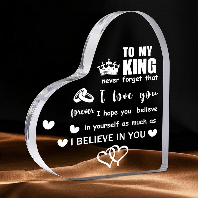 Romantic Heart-Shaped Acrylic Paperweight Gift for Him