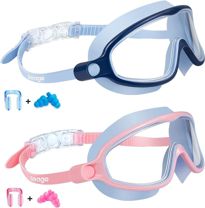 Kids' Swim Goggles 2-Pack, Anti-Fog & UV Protection