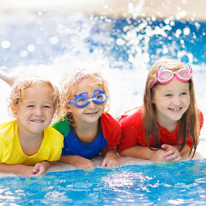 Kids Anti-Fog Swim Goggles with Ear Plugs for Ages 3-9