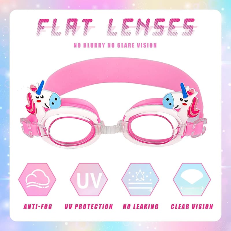 Kids Anti-Fog Swim Goggles with Ear Plugs for Ages 3-9