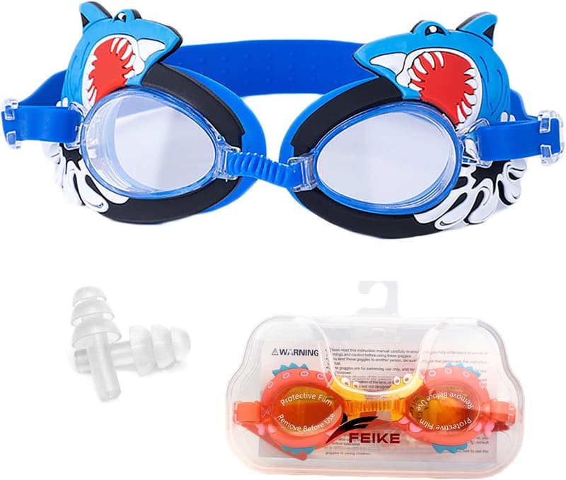 Kids' Anti-Fog Swimming Goggles with Ear Plugs, Ages 3-12