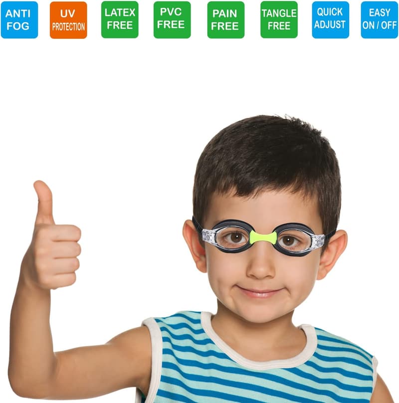 Toddler Swim Goggles (Ages 3-8) with Padded Strap